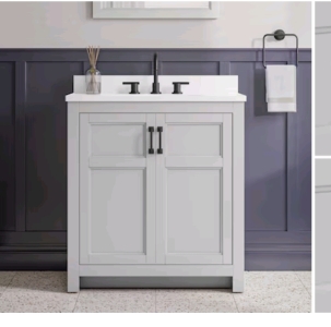 Style Selections Bathroom Vanity Lowry 31" Light Gray Single Sink with White Acrylic Top #5054890