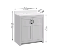 Style Selections Bathroom Vanity Lowry 31" Light Gray Single Sink with White Acrylic Top #5054890 - 2