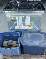(1) Kenmore Range (2) Totes of Heavy Duty Straps - 3