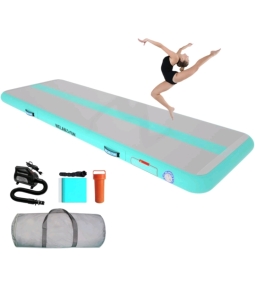 Air Mat Tumble Track Green 13'x3.3' Inflatable Gymnastics Tumbling Mat 4" Thickness for Home Use with Electric Air Pump