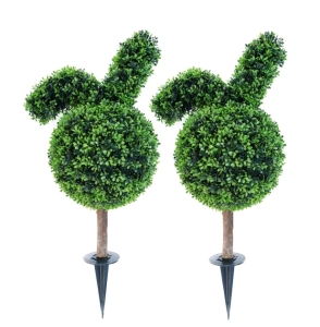 2) 31.5" Artificial Topiary Trees Bunny Removable Ears