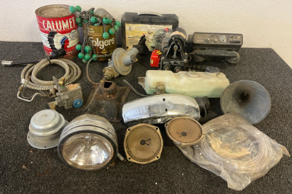Various Auto And Boat Parts With Accessories Including; Jabsco PAR-MAX Automatic Water System Pump, Engine Coolant Reservoir, Realistic TRC-470 CB Radio, Tire Chains & Much More