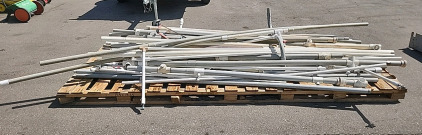 A pallet of PVC Pipe and Sprinklers various sizes