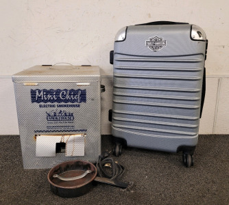 Carry On Suitcase And Mini Chef Electric Smokehouse