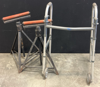 (2) Vintage Metal Roller Stands & Walker