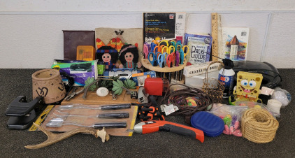 Office And Craft Supplies, Including Crafting Scissors, Hole Punch, Decorations, And More