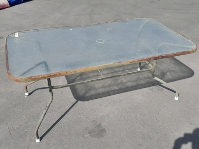35 x 66 Glass Outside Dining Table with Floral Designs