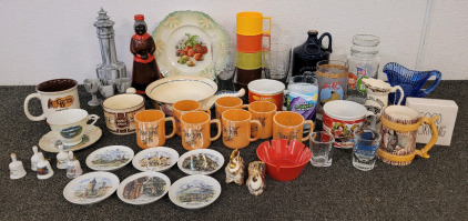 Aunt Jemima Bottle, Kaiser Germany Decorative Plates, 1992 McDonalds Glass Cups, Watkins Almanac 1902 Soup Bowl Dish, Campbell's Soup Mugs, And More