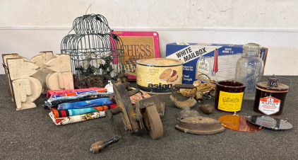 Antique Grinder, Dover Iron, White Rural Mailbox, Wispride Cold Pack Cheese Crocks, Perfect Seal Jar, Bamboo Steamer, Oven Thermometer, Pink Tin, Bird Cage, Variety Fabric, and More.