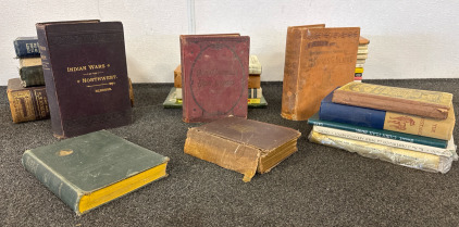 Antique Books, Including The Practical Carver and Gilders Guide and Picture Frame Makers Companion, The Poetical Works of Alfred Tennyson 1871, A History of The United States and Its People 1890, Great Speeches of Col. R G. Ingersoll 1888, and So Much Mor