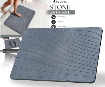 Stone Bath Mat - Quick-Dry Diatomaceous Earth Mat - Super Water Absorbing Diatomite Stone Bathmat, Natural, Non-Slip, Fast Drying, Versatile Stone Bath Mats for Bathroom, Shower, or Kitchen Use (Grey), Spring Field Wall Art, JBIKAO Pot Holder, And Floati