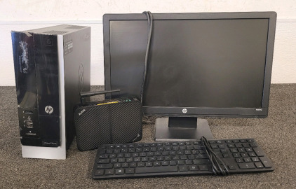 HP Pavilion PC, W2071d Monitor, And Hewlett-Packard Keryboard, As Well As Qwest Centurylink Zyxel PK5000Z DSL Wireless Modem