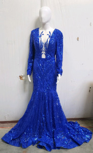 Royal Blue Sequin Mermaid Style Dress Size M