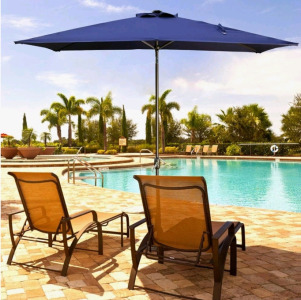 Kiss the Water 10FT &times; 6.5FT Rectangular Outdoor Patio Umbrellas for Inside of Pool, Outdoor Market Umbrella with Push Button Tilt and Crank for Garden, Lawn, Backyard, Deck and Beach