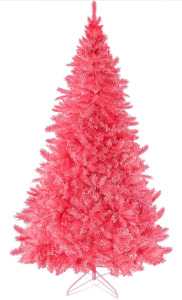 Pink Artificial Christmas Tree 41"&times;72" and Black Ornaments