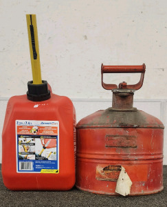 Vintage And New 2 Gallon Gas Cans