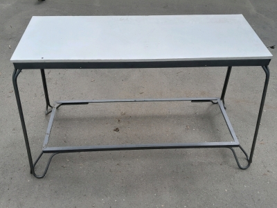 4'1" x 1'6" Metal Table with White Wood Top