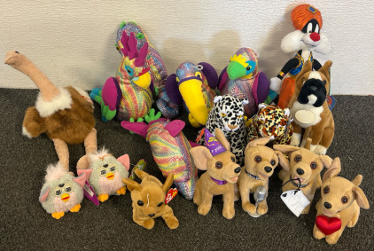 Vintage Stuffed Animals Including Furbies, Taco Bell Dogs & More