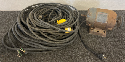 Vintage Craftsman 1/2 Horsepower Capacitor Motor & (3) Heavy Duty Power Cords
