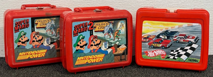 Vintage Super Mario Bros. Nintendo Power Lunch Box, Vintage Super Mario Bros. 2 Nintendo Power Lunch Box & Vintage Hot Wheels Thermos Lunch Box