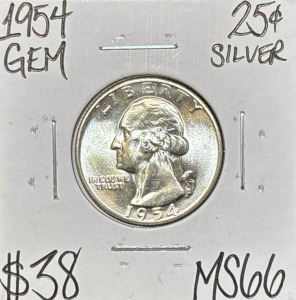 1954 MS66 Gem Silver Washington Quarter