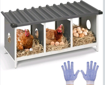 Nesting Boxes for Chickens 3 Compartments Wall Mount Nest Box for Chicken Coop Versatile Use Metal Nesting Boxes for Hens Easy to Assemble for Chickens, Hens, Ducks