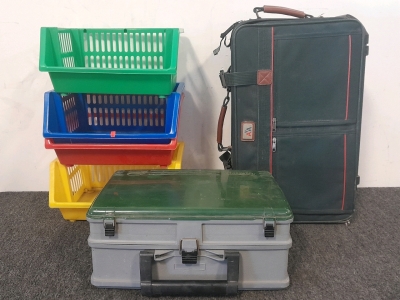 Vintage Plano Guide Series Tackle Box, Vintage Small Suitcase & Kids Storage Shelves