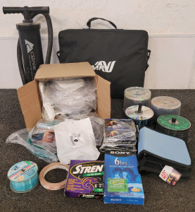 Spinlogic Bone Growth Stimulator, CD Movie And Games, Video Cassettes, Oxygen Tubes And Parts, Ozark Trail Duel Action High Output Pump, And Fishing Reels