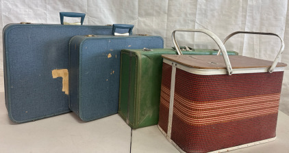 Vintage Luggage and Picnic Basket