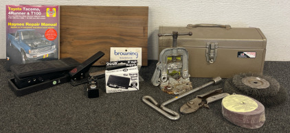 Toolbox, Wire Wheel Brushes, Guitar Accessories, Pipe Vise & More