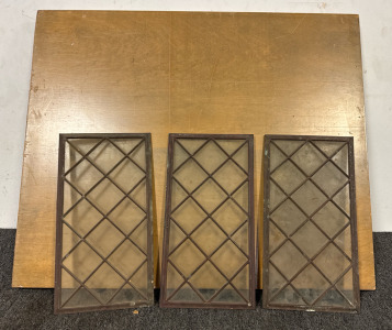 Antique Diamond-Patterned Leaded Glass Window Panes 17 1/4&rdquo;x9&rdquo;, Butcher Block 3&rsquo;x30&rdquo;.