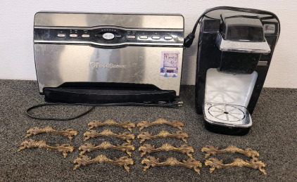 Food Saver Vacuum Sealer, Keurig Coffee Maker, And Antique Drawer Pulls