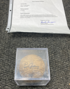 Vintage Baseball With Lou Gehrig Signature