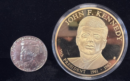 John F. Kennedy Anniversary Commemorative Coin And John F. Kennedy Series K Double Eagle 1985 Token