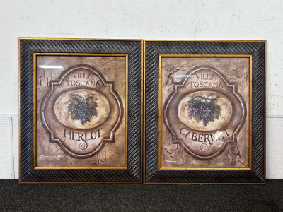 Pair Of Framed Wine Pictures (Gregory Louis Gorham) 21-3/4"x 26"