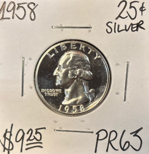 1958 PR63 Silver Proof Washington .25c