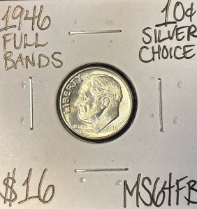 1946 MS64FB Full Bands GEM Silver Dime