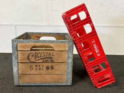 Vintage Coca Cola Crate and Wood and Metal Crate