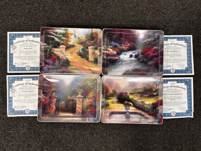 (4) Collectible Thomas Kinkade Plates With Certificates Of Authenticity
