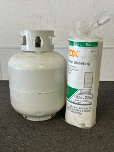 Propane Tank and (1) Roll Of HDX Plastic Sheeting