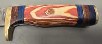 Hade Made Damascus Hunting/Skinning Knife By Hunting Hawk Inc With Leather Sheath- Brand New - 3