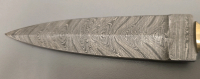 Hand Made Damascus Steel Boot Knife By Hunting Hawk Inc With Leather Sheath, Full Tang- Brand New - 2