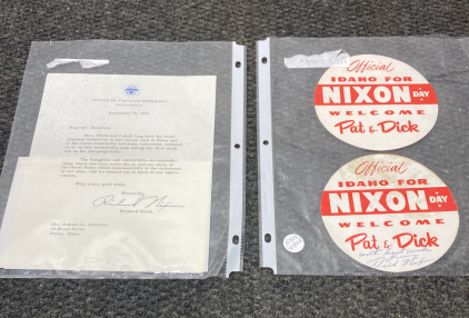 Richard Nixon Signed White House Letter And Campaign Ads