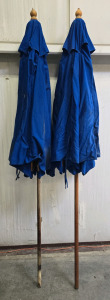 (2) Blue Large Patio Umbrellas