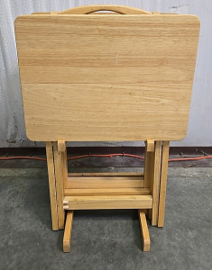 4 Set of All Wood TV Trays