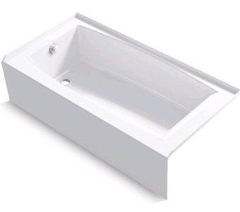 KOHLER K-26109-LA-0 Entity 60-Inch x 30-Inch Alcove Bath With Integral Apron, Integral Flange And Left Hand Drain, White