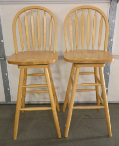 2 Wooden Swivel Chairs