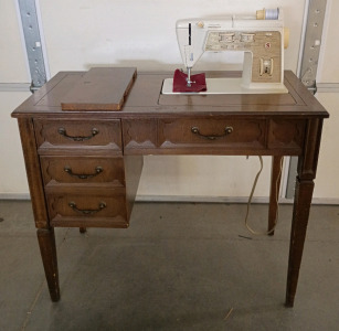 Vintage Hidden Sewing Machine Desk