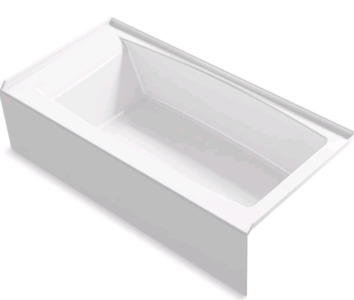 KOHLER K-26109-RA-0 Entity 60-Inch x 30-Inch Alcove Bath with Integral apron, integral flange and right hand drain, White