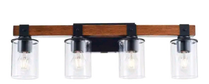 ZEA 30" 4-LIGHT MATTE BLACK FARMHOUSE VA Fixture, And A Single Celiling Light.